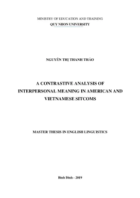 Luận văn thạc sĩ a contrastive analysis of interpersonal meaning in american and vietnamese sitcoms