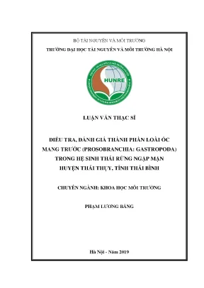 Luận văn thạc sĩ điều tra đánh giá thành phần loài ốc mang trước prosobranchiagastropoda trong hệ sinh thái rừng ngập mặn huyện thái thụy tỉnh thái bình