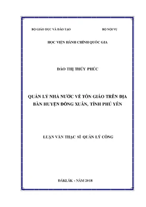 Luận văn thạc sĩ quản lý nhà nước về tôn giáo trên địa bàn huyện đồng xuân tỉnh phú yên