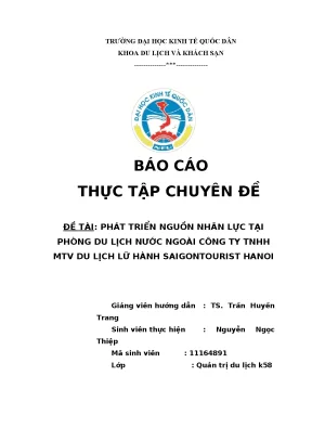 Luận văn tốt nghiệpphát triển nguồn nhân lực phòng du lịch nước ngoài outbound tại công ty tnhh mtv du lịch lữ hành saigontourist hanoi
