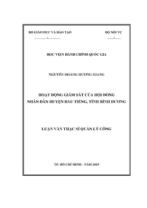 Luận văn thạc sĩ hoạt động giám sát của hội đồng nhân dân huyện dầu tiếng tỉnh bình dương
