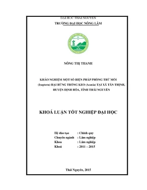 Luận văn thạc sĩ khảo ngiệm một số biện pháp phòng trừ mối isoptera hại rừng trồng keo acasia tại xã tân thịnh huyện định hóa tỉnh thái nguyên