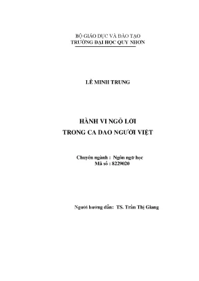 Luận văn thạc sĩ hành vi ngỏ lời trong ca dao người việt