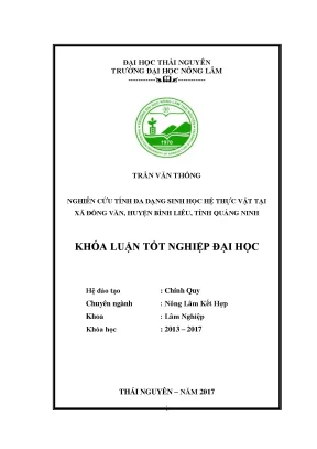 Luận văn nghiên cứu tính đa dạng sinh học tại xã đồng văn huyện bình liêu tỉnh quảng ninh