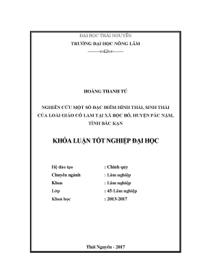 Luận văn nghiên cứu một số đặc điểm hình thái sinh thái của loài giảo cổ lam tại xã bộc bố huyện pắc nặm tỉnh bắc kạn