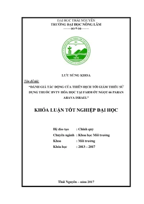 Luận văn đánh giá tác động của thiên địch tới giảm thiểu sử dụng thuốc bảo vệ thực vật hóa học tại farm ớt ngọt paran arava israel