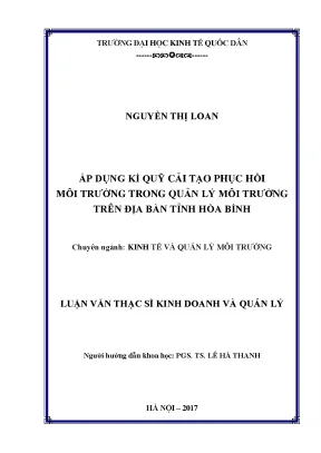 Luận văn áp dụng ký quỹ cải tạo phục hồi môi trường trong quản lý môi trường trên địa bàn tỉnh hòa bình