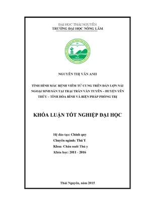 Luận văn thạc sĩ tình hình mắc bệnh viêm tử cung trên đàn lợn nái ngoại sinh sản tại trại trần văn tuyên huyện yên thủy tỉnh hòa bình và biện pháp phòng trị