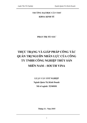 Luận văn thạc sĩ thực trạng và giải pháp công tác quản trị nguồn nhân lực của công ty tnhh công nghiệp thủy sản miền nam south vina