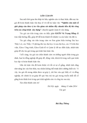 Luận văn thạc sĩ nghiên cứu một số giải pháp của đơn vị tư vấn giám sát nhằm đẩy nhanh tiến độ thi công trên các công trình xây dựng