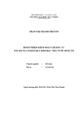 Luận văn thạc sĩ hoàn thiện kiểm soát chi đầu tư xây dựng cơ bản qua kho bạc nhà nước hoài ân