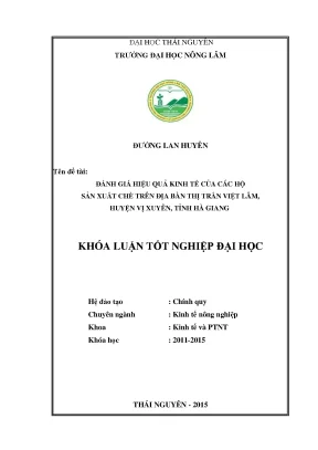 Luận văn thạc sĩ đánh giá hiệu quả kinh tế của các hộ nông dân sản xuất chè trên địa bàn thị trấn việt lâm huyện vị xuyên tỉnh hà giang