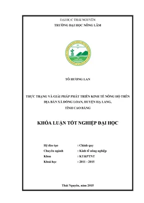 Luận văn thạc sĩ thực trạng và giải pháp phát triển kinh tế nông hộ trên địa bàn xã đồng loan huyện hạ lang tỉnh cao bằng