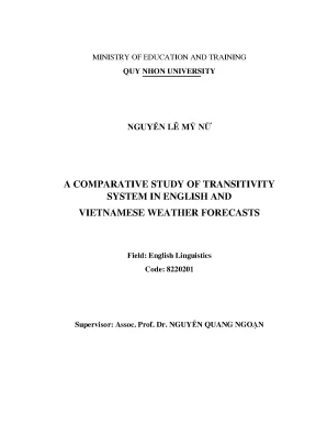 Luận văn thạc sĩ a comparative study of transitivity system in english and vietnamese weather forecasts