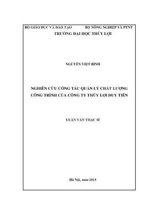 Luận văn thạc sĩ nghiên cứu công tác quản lý chất lượng công trình của công ty thủy lợi duy tiên