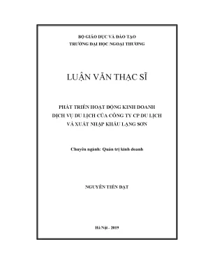 Luận văn thạc sĩ phát triển hoạt động kinh doanh dịch vụ du lịch của công ty cp du lịch và xuất nhập khẩu lạng sơn