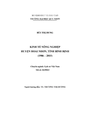Luận văn thạc sĩ kinh tế nông nghiệp huyện hoài nhơn tỉnh bình định 1986 2015