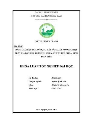 Luận văn đánh giá hiệu quả sử dụng đất sản xuất nông nghiệp trên địa bàn thị trấn tủa chùa huyện tủa chùa tỉnh điện biên