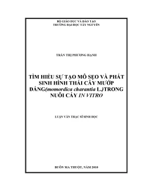 Luận văn thạc sĩ tìm hiểu sự tạo mô sẹo và phát sinh hình thái cây mướp đắng momordica charantia l trong nuôi cấy in vitro