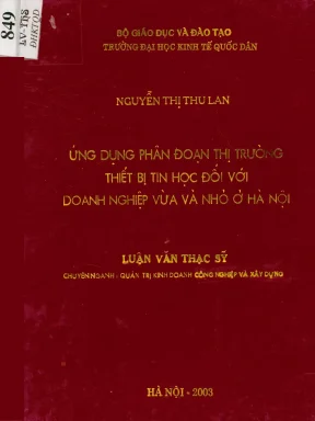 Luận văn ứng dụng phân đoạn thị trường thiết bị tin học đối với doanh nghiệp vừa và nhỏ ở hà nội