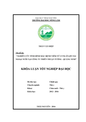 Luận văn thạc sĩ nghiên cứu tình hình mắc bệnh viêm tử cung ở lợn nái ngoại nuôi tại công ty thiên thuận tường quảng ninh