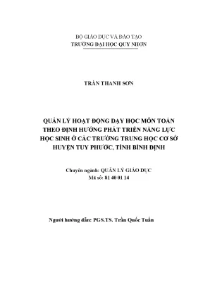 Luận văn thạc sĩ quản lý hoạt động dạy học môn toán theo định hướng phát triển năng lực học sinh ở các trường trung học cơ sở huyện tuy phước tỉnh bình định