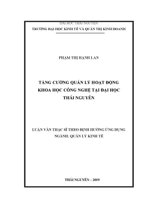 Luận văn thạc sĩ tăng cường quản lý hoạt động khoa học công nghệ tại đại học thái nguyên
