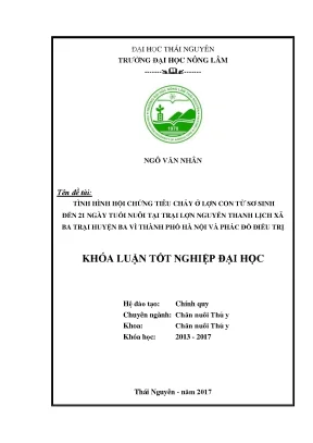 Luận văn tình hình hội chứng tiêu chảy ở lợn con từ sơ sinh đến 21 ngày tuổi nuôi tại trại lợn nguyễn thanh lịch xã ba trại huyện ba vì