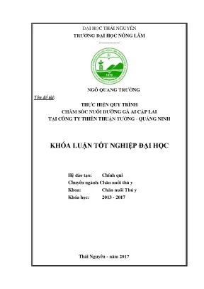 Luận văn thực hiện quy trình chăm sóc nuôi dưỡng gà ai cập lai tại công ty thiên thuận tường quảng ninh
