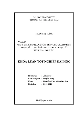 Luận văn thạc sĩ đánh giá hiệu quả và tính bền vững của mô hình khoai tây tại xã bản ngoại huyện đại từ tỉnh thái nguyên