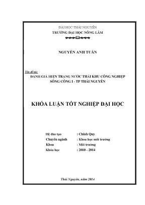 Luận văn thạc sĩ đánh giá hiện trạng nước thải của khu công nghiệp sông công i thái nguyên