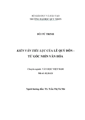Luận văn thạc sĩ kiến văn tiểu lục của lê quý đôn từ góc nhìn văn hóa