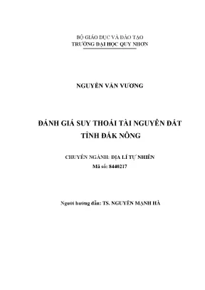 Luận văn thạc sĩ đánh giá suy thoái tài nguyên đất tỉnh đắk nông