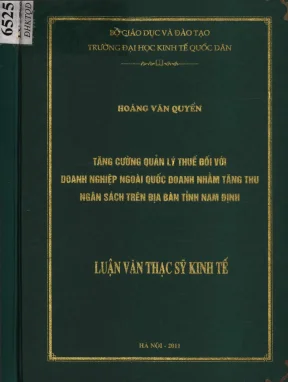 Luận văn tăng cường quản lý thuế đối với doanh nghiệp ngoài quốc doanh nhằm tăng thu ngân sách trên địa bàn tỉnh nam định