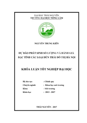 Luận văn dự báo phát sinh và đặc tính các loại bùn thải đô thị hà nội