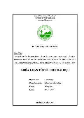 Luận văn nghiên cứu ảnh hưởng của các phương thức trừ cỏ đối với giống lúa cạn khẩu nua trạng hà giang