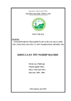 Luận văn thạc sĩ tình hình bệnh viêm khớp ở lợn nuôi tại thị xã phổ yên tỉnh thái nguyên và thử nghiệm phác đồ điều trị