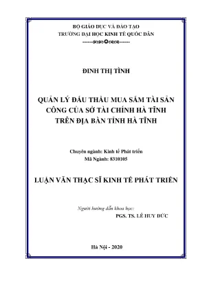 Luận văn quản lý đấu thầu mua sắm tài sản công của sở tài chính hà tĩnh trên địa bàn tỉnh hà tĩnh