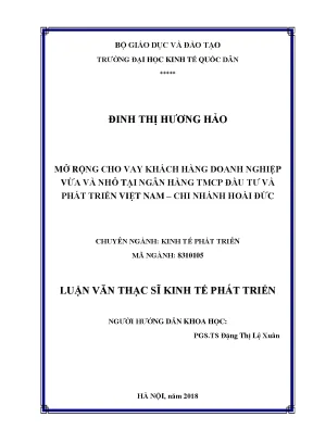 Luận văn mở rộng cho vay khách hàng doanh nghiệp vừa và nhỏ tại ngân hàng tmcp đầu tư và phát triển việt nam chi nhánh hoài đức