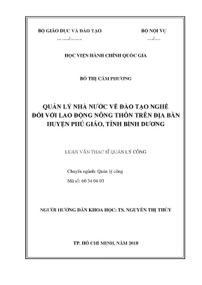 Luận văn thạc sĩ quản lý nhà nước về đào tạo nghề đối với lao động nông thôn trên địa bàn huyện phú giáo tỉnh bình dương