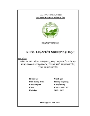 Luận văn mô tả chức năng nhiệm vụ hoạt động của cán bộ văn phòng tại xã thịnh đức thành phố thái nguyên thái nguyên