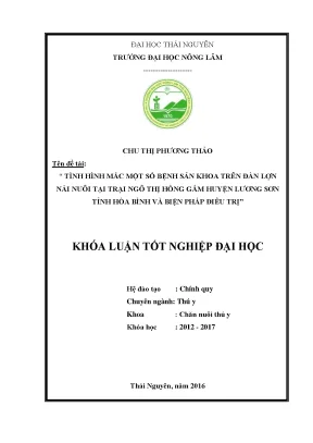 Luận văn thạc sĩ tình hình mắc một số bệnh sản khoa trên đàn lợn nái nuôi tại trại ngô thị hồng gấm huyện lương sơn tỉnh hòa bình và biện pháp điều trị