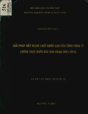Luận văn giải pháp thúc đẩy xuất khẩu gạo của tổng công ty lương thực miền bắc giai đoạn 2001 2010