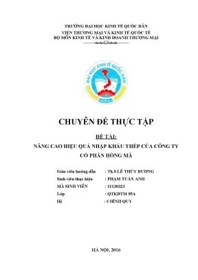Luận văn tốt nghiệp nâng cao hiệu quả nhập khẩu thép của công ty cổ phần hồng mã