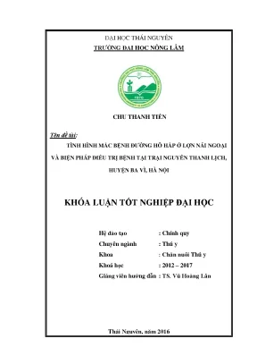 Luận văn thạc sĩ tình hình mắc bệnh đường hô hấp ở lợn nái ngoại và biện pháp điều trị bệnh tại trại nguyễn thanh lịch huyện ba vì hà nội