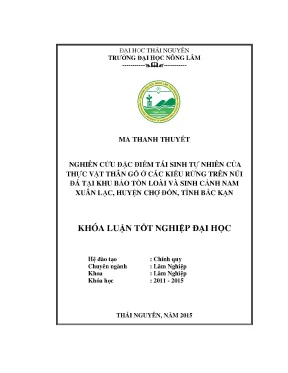 Luận văn thạc sĩ nghiên cứu đặc điểm tái sinh tự nhiên của thực vật thân gỗ ở các kiểu rừng trên núi đá tại khu bảo tồn loài và sinh cảnh nam xuân lạc huyện chợ đồn tỉnh bắc kạn
