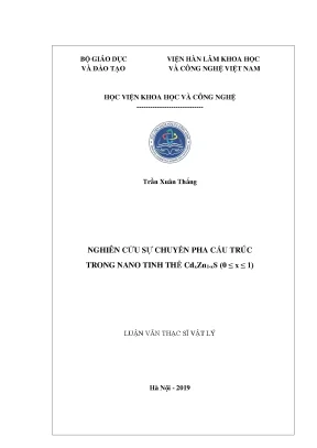 Luận văn thạc sĩ nghiên cứu sự chuyển pha cấu trúc trong nano tinh thể cdxzn1 xs 0 ≤ x ≤ 1