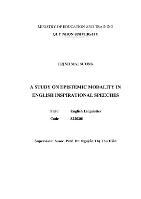 Luận văn thạc sĩ a study on epistemic modality in english inspirational speeches