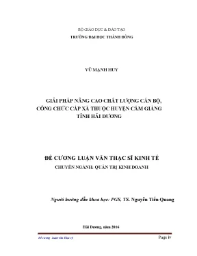 Luận văn thạc sĩ giải pháp nâng cao chất lượng cán bộ công chức cấp xã thuộc huyện cẩm giàng