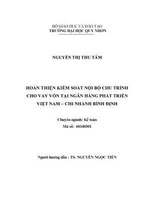 Luận văn thạc sĩ hoàn thiện kiểm soát nội bộ chu trình cho vay vốn tại ngân hàng phát triển việt nam chi nhánh bình định